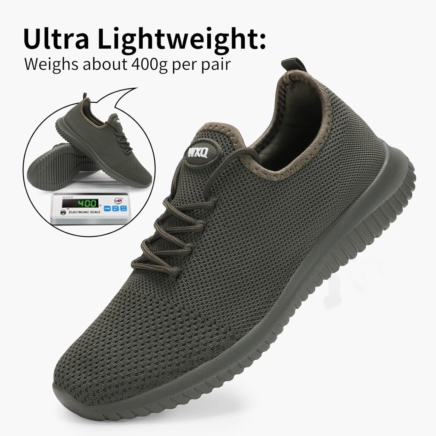 WXQ Men's Running Shoes Comfortable Lightweight Breathable Walking Shoes Mesh Workout Casual Sports Shoes