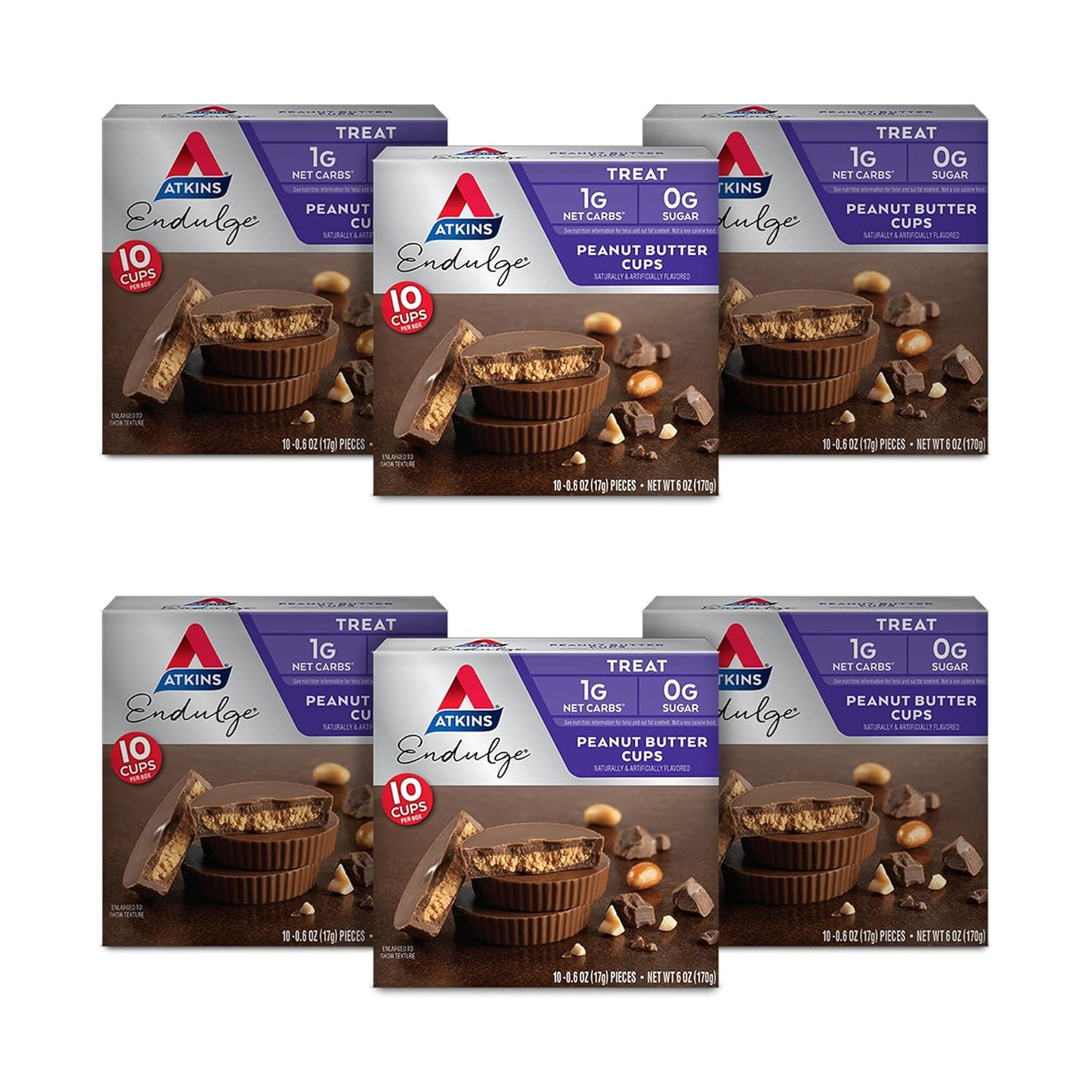 Atkins Endulge Peanut Butter Cups, Dessert Favorite, Low Carb, 0g Sugar, 60 Count