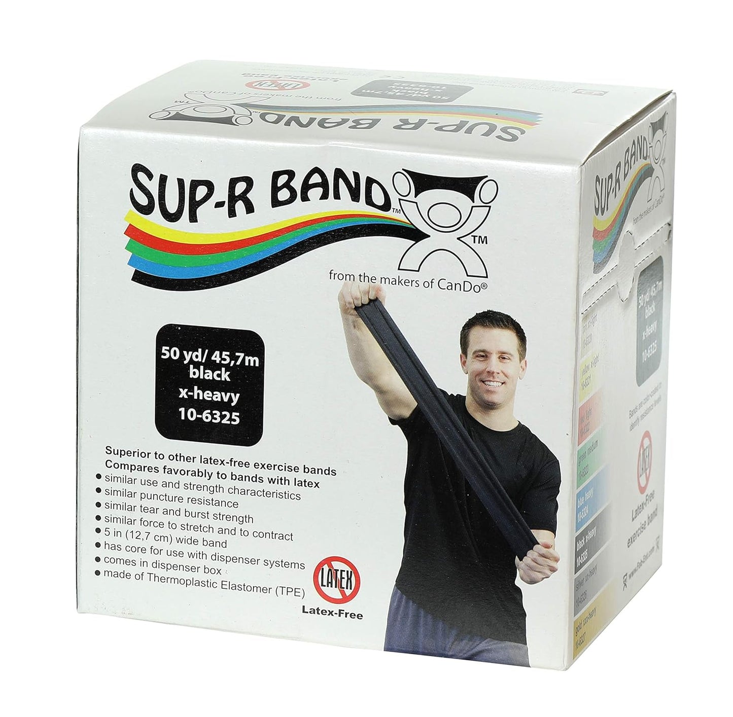 Cando - 1616473 CanDo 10-6325 Sup-R Latex Free Exercise Band, 50 yd Roll, Black-X-Heavy