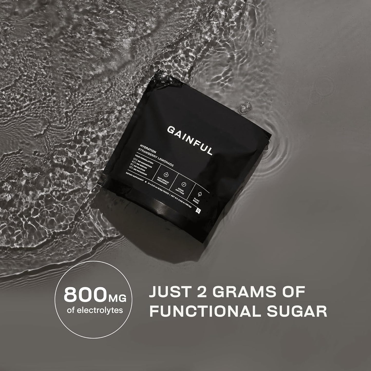 Gainful Hydration Powder Packets, Caffeine Free with Key Electrolytes Magnesium and Sodium, Energy Support, Low Sugar, Strawberry Lemonade, 21 Sticks