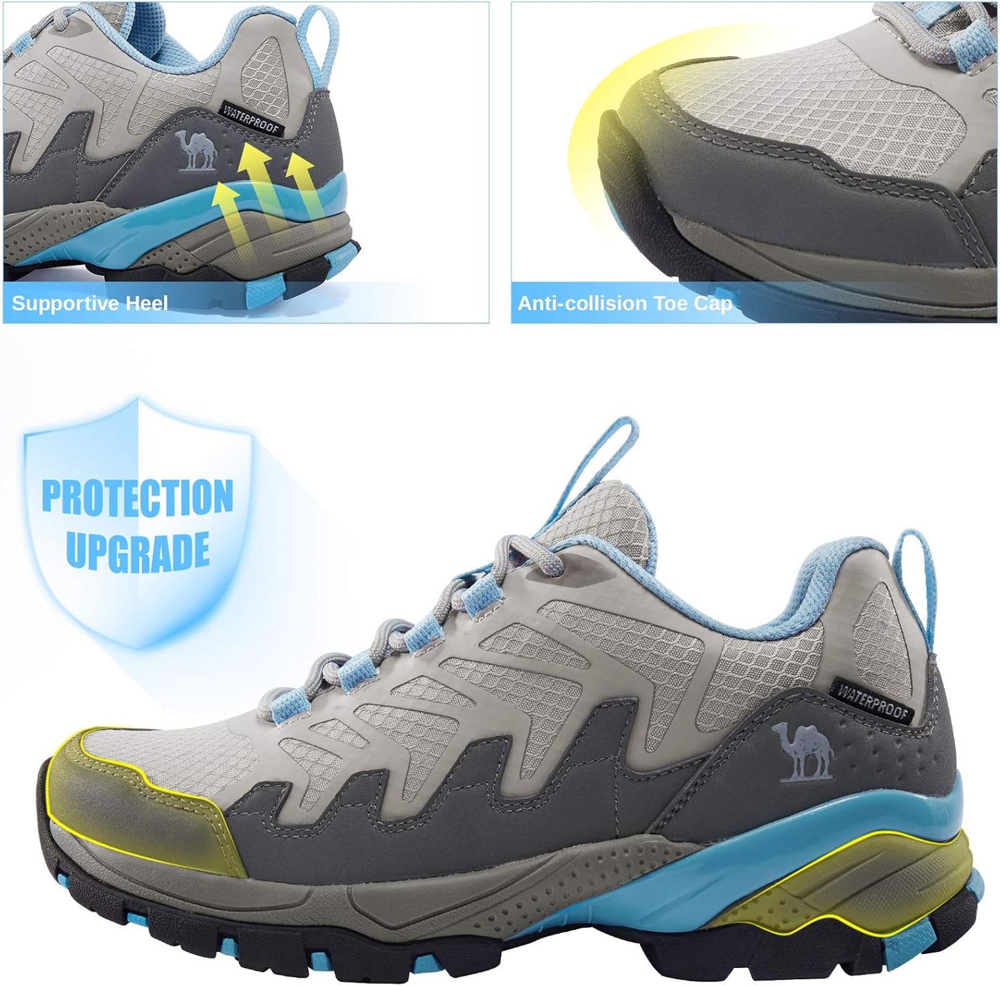 CAMELSPORTS Women's Hiking Shoes Waterproof Lightweight Trail Running Shoes Non-Slip Breathable Outdoor Sneakers for Trekking Walking