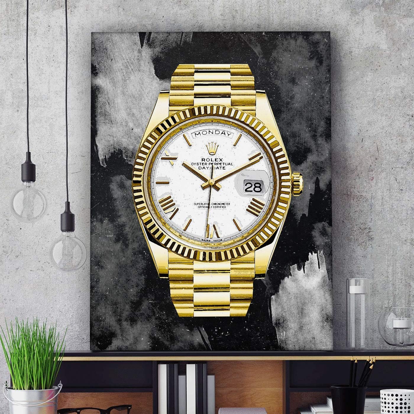 SuccessHunters Luxury Gold Watch Canvas Print Office Wall Decoration Home Decor Modern Art Prints Inspiration Motivation Inspire Entrepreneur Quote Inspirational Motivational House Decal (36" x 24")