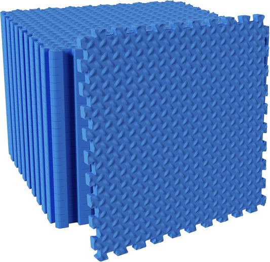 Puzzle Exercise Gym Flooring Mat, 3/4" Thick High-Density EVA Interlocking Tiles, Workout Mat for Home Gym, Fitness Equipment, MMA, Gymnastics, 24-Piece Shock-Absorbing Exercise Mat (96 Sq Ft)