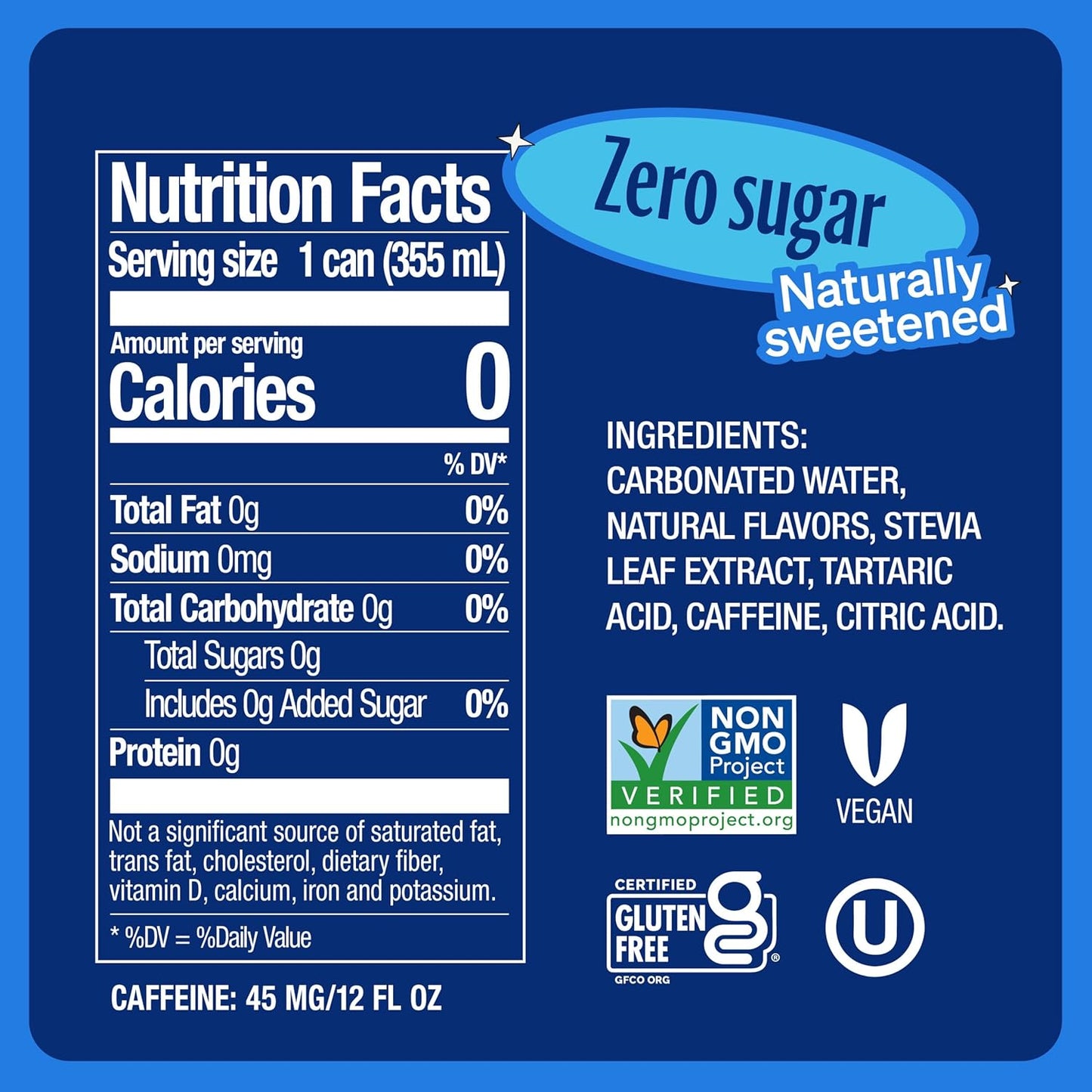 Zevia Zero Sugar Soda, Cola, 12 oz Cans (24-Pack) – Naturally Sweetened, Zero Calorie Sugar Free Soda - Non-GMO Project Verified, Gluten-Free, Vegan