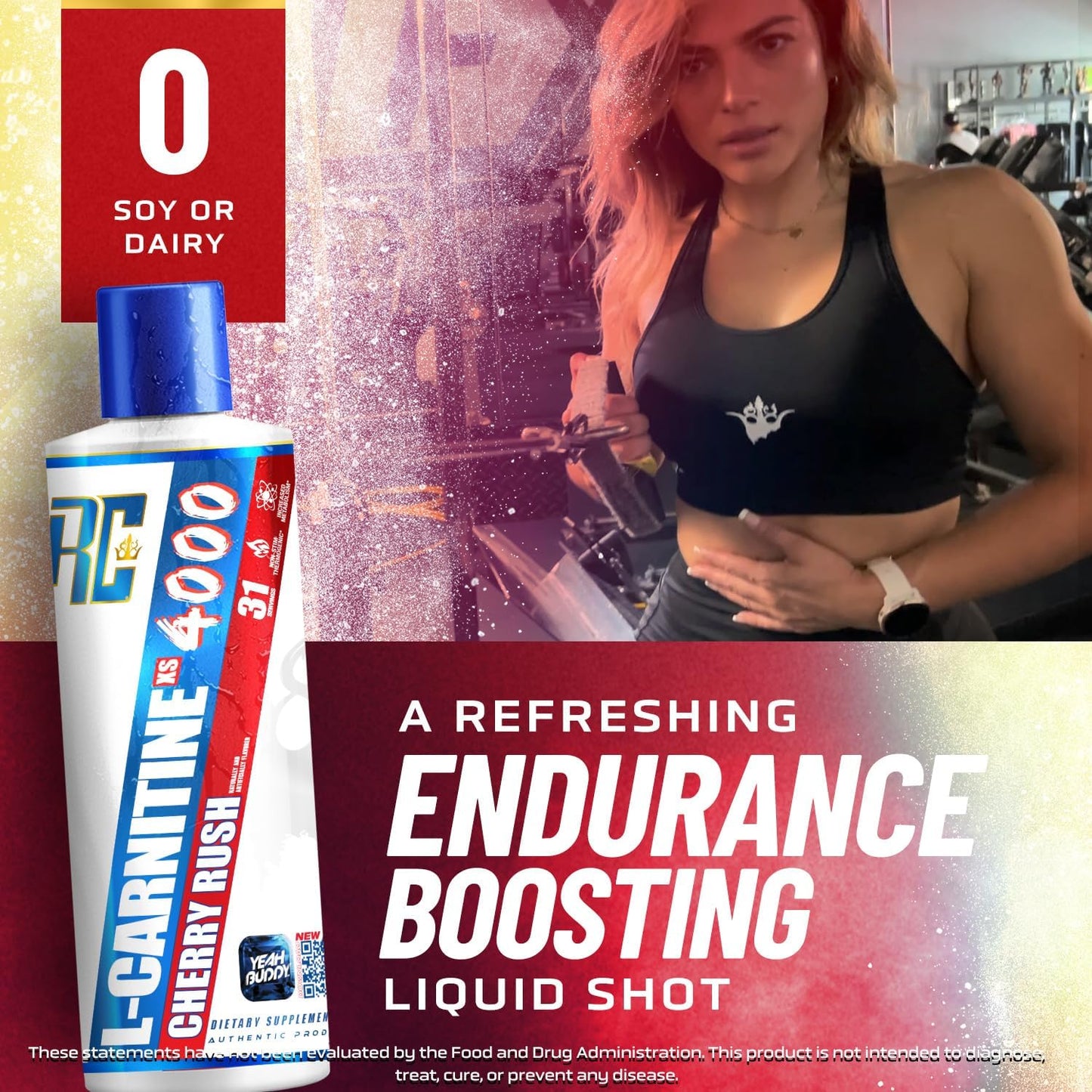 Ronnie Coleman Signature Series L Carnitine XS 4000 Liquid, Stimulant Free, Sugar Free, Zero Carbs, Lean Muscle Strength Support for Men & Women, 16 Oz (16 oz, Cherry Rush (4000))