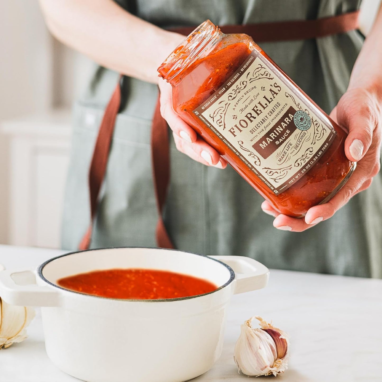 Fiorella's Marinara Pasta Sauce - Tomato Sauce Made with Fresh Ingredients - No Sugar Added, Vegan, Gluten Free, No Preservatives Added, Pasta Sauce, 25 Oz (Pack of 2)