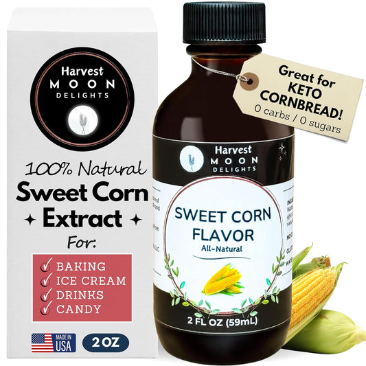 Natural Sweet Corn Extract - 2 oz - Water-Soluble - By Harvest Moon Delights - Sweet Corn Extract for Baking Keto Cornbread - Zero Sugar, Zero Carbohydrates, Gluten-Free