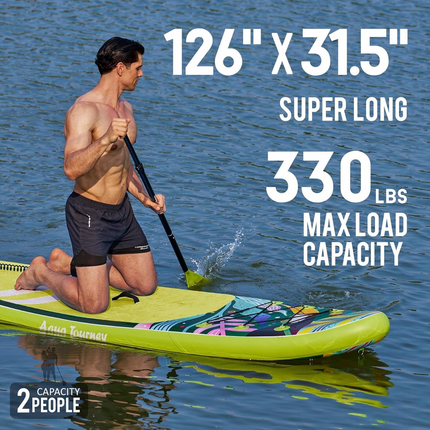 10'6"Inflatable Stand Up Paddle Board Ultra Portable-Lightweight & Stable|All-in-One Kit w/Aluminum Paddle, Dual-Action Pump & Backpack|Lakes & Oceans Ready for Family Recreation by Aquajourney