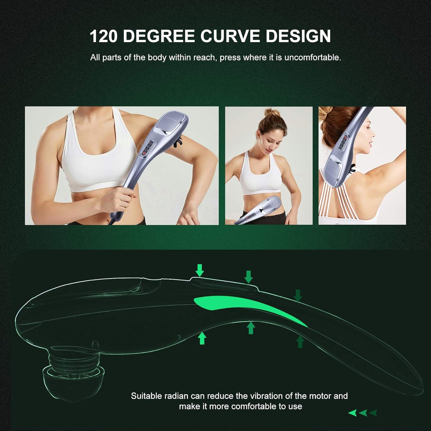 MEGAWISE Handheld Back Massager (Silver)