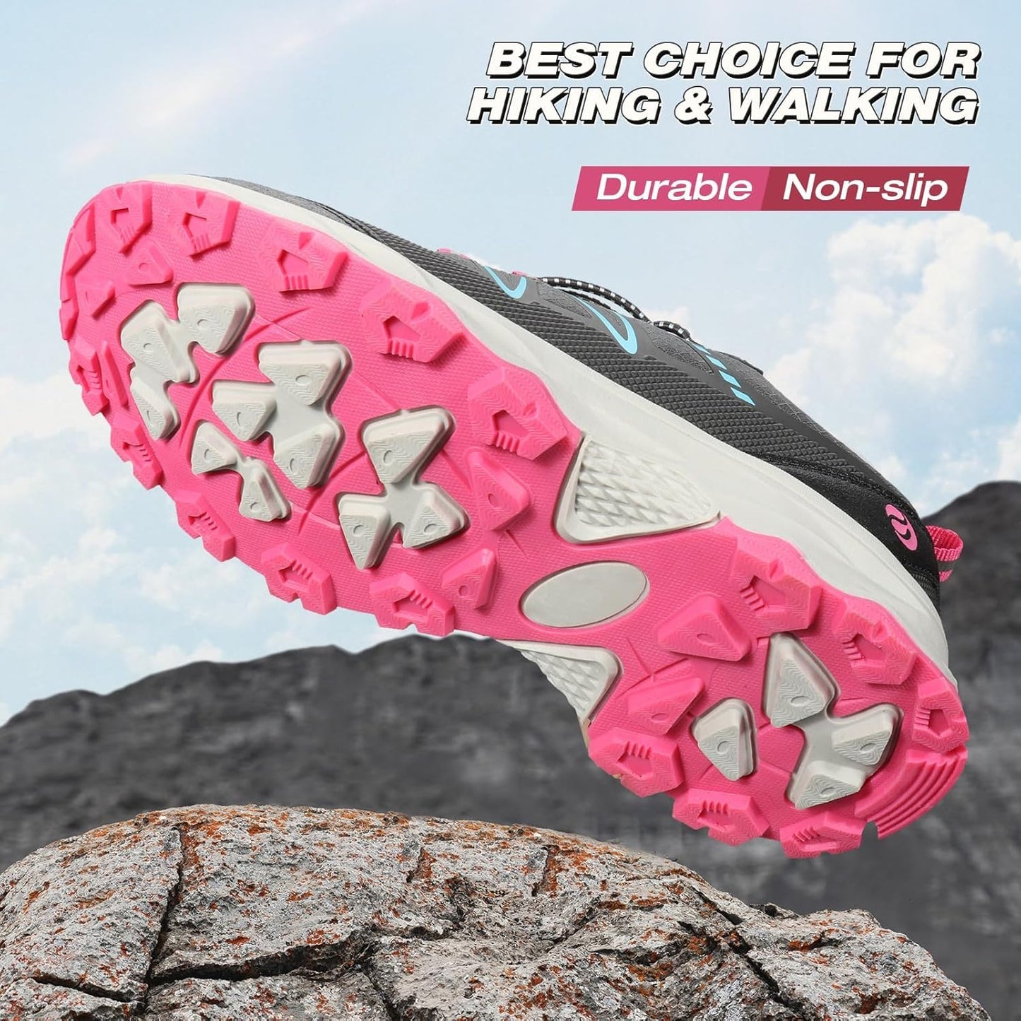 UOVO Boys Girls Hiking Shoes Kids Waterproof Running Trail Fashion Sneakers Breathable Lightweight Non-Slip Outdoor Walking Sports Shoe(Little/Big Kids)