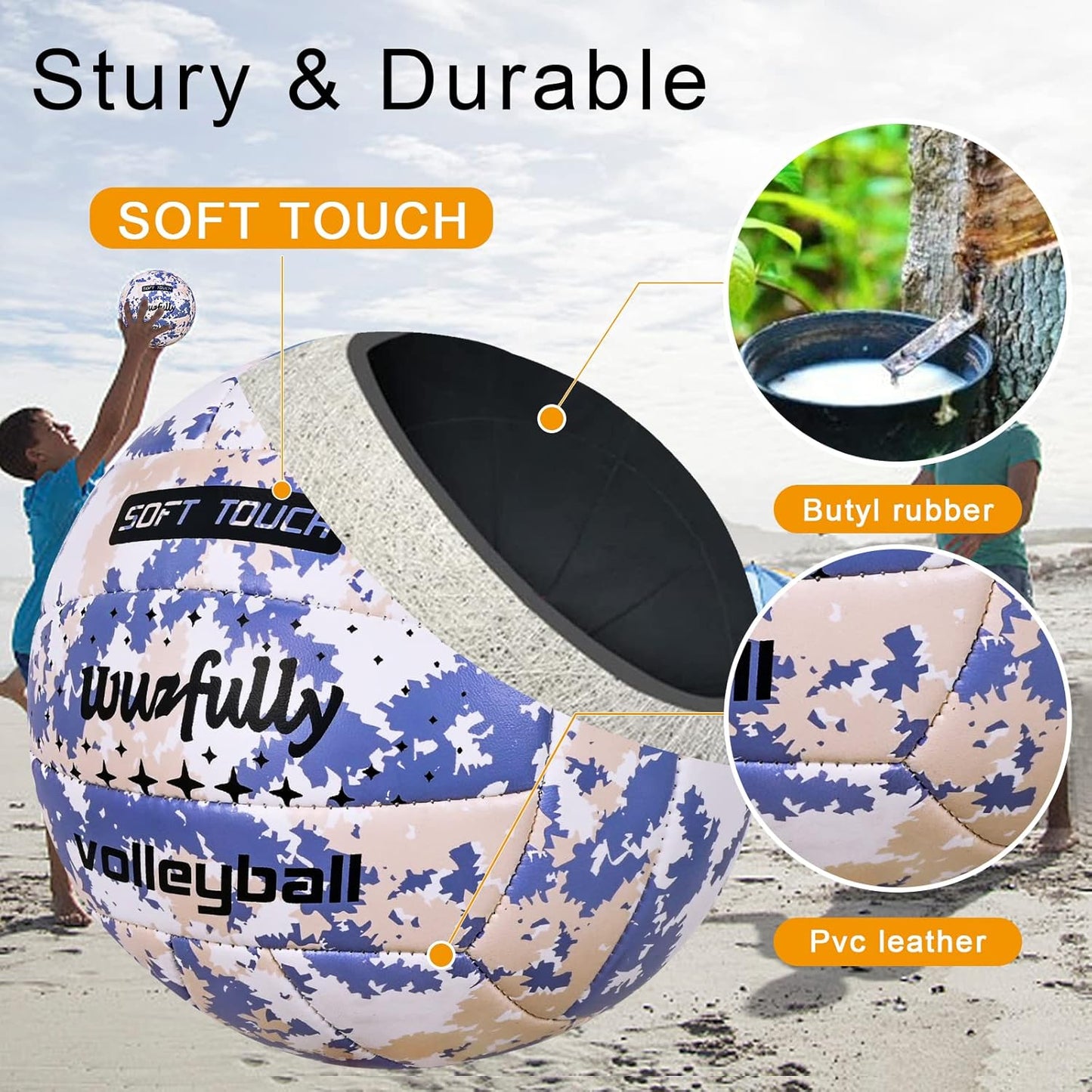Wuzfully Volleyball Official Size 5,Soft Volleyballs for Backyard Beach Park Play Games Practice Volleyball for Beginner Teenager(Best Gift)