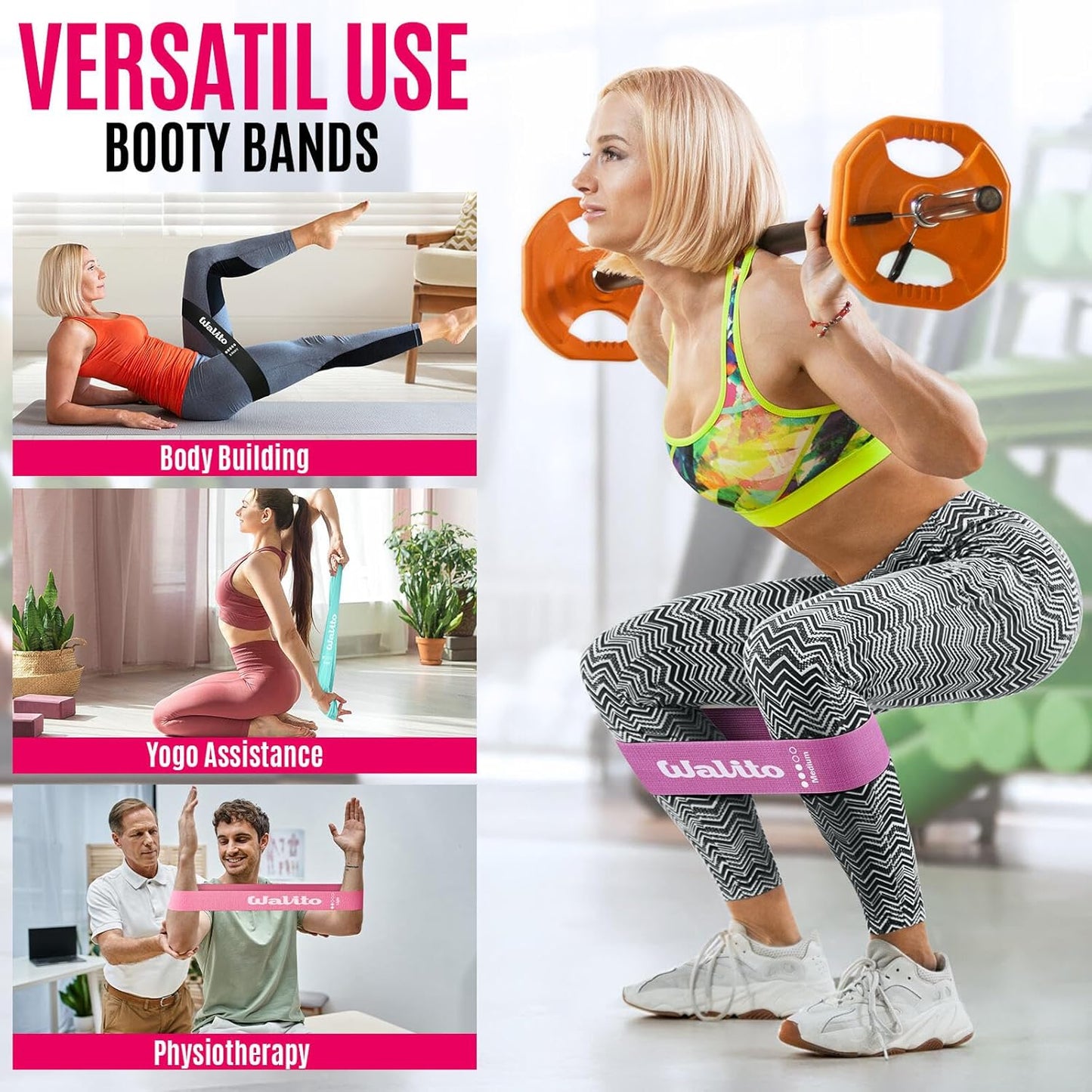 Fabric Resistance Bands for Working Out - Booty Bands for Legs -Glutes Training for Women and Men - Exercise Bands for Squats, Yoga, Physical Therapy -Home Gym Fitness