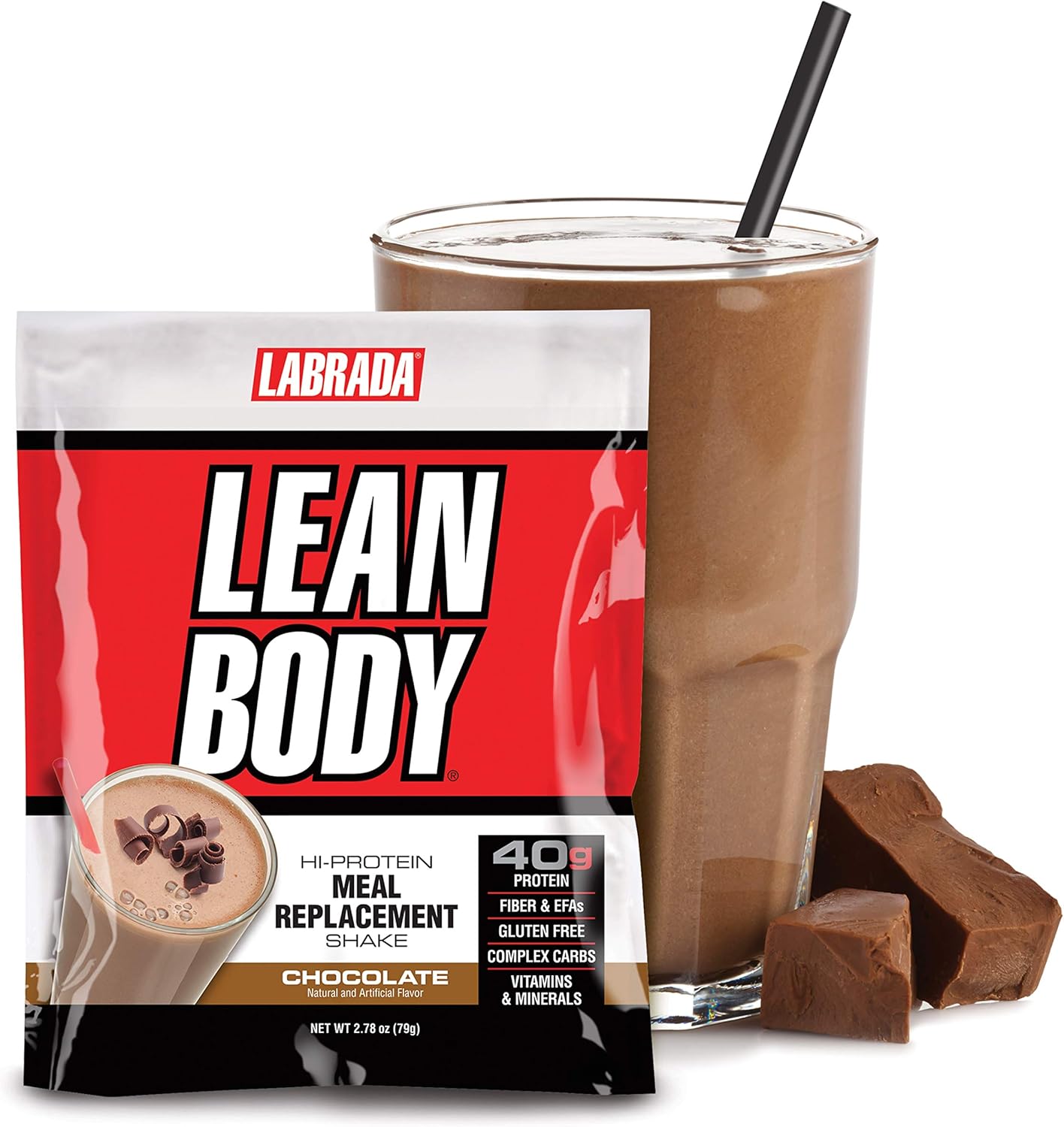 Lean Body MRP All-In-One Chocolate Meal Replacement Shake, 40g Protein, Whey Blend, 8g Healthy Fats EFA's & Fiber, 22 Vitamins and Minerals , No artificial color, Gluten Free, (42 Packets)