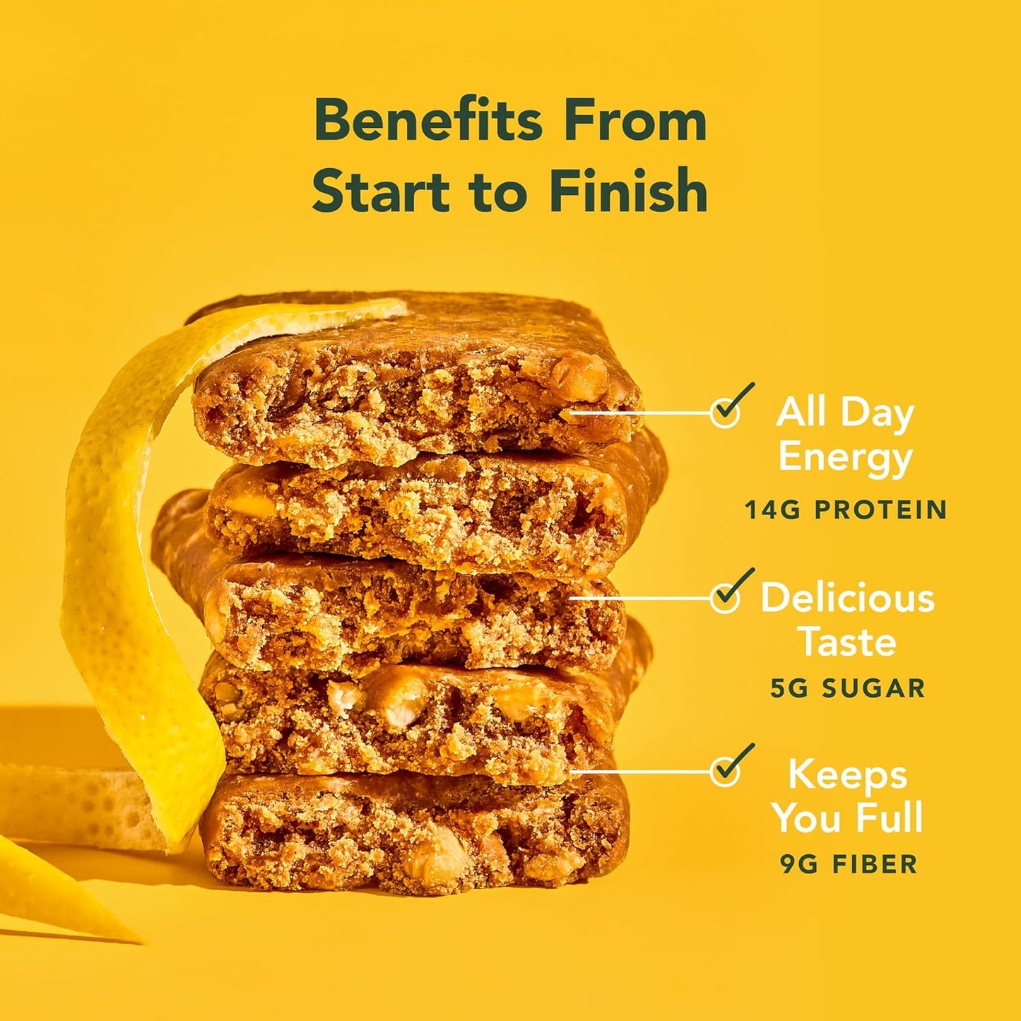 ALOHA Organic Plant Based Protein Bars - Lemon Cashew - 12-Count - Vegan, Low Sugar, Gluten-Free, Paleo, Low Carb, Non-GMO, No Stevia & No Erythritol