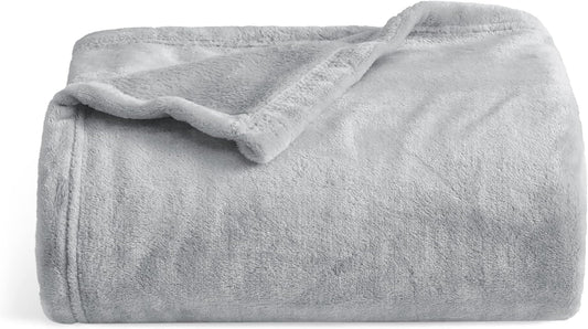 Bedsure Twin XL Fleece Blanket Dorm Bedding - Lightweight Soft Cozy Blankets for Bed, Sofa, Couch, Travel, Camping,Light Grey, 66"x90"