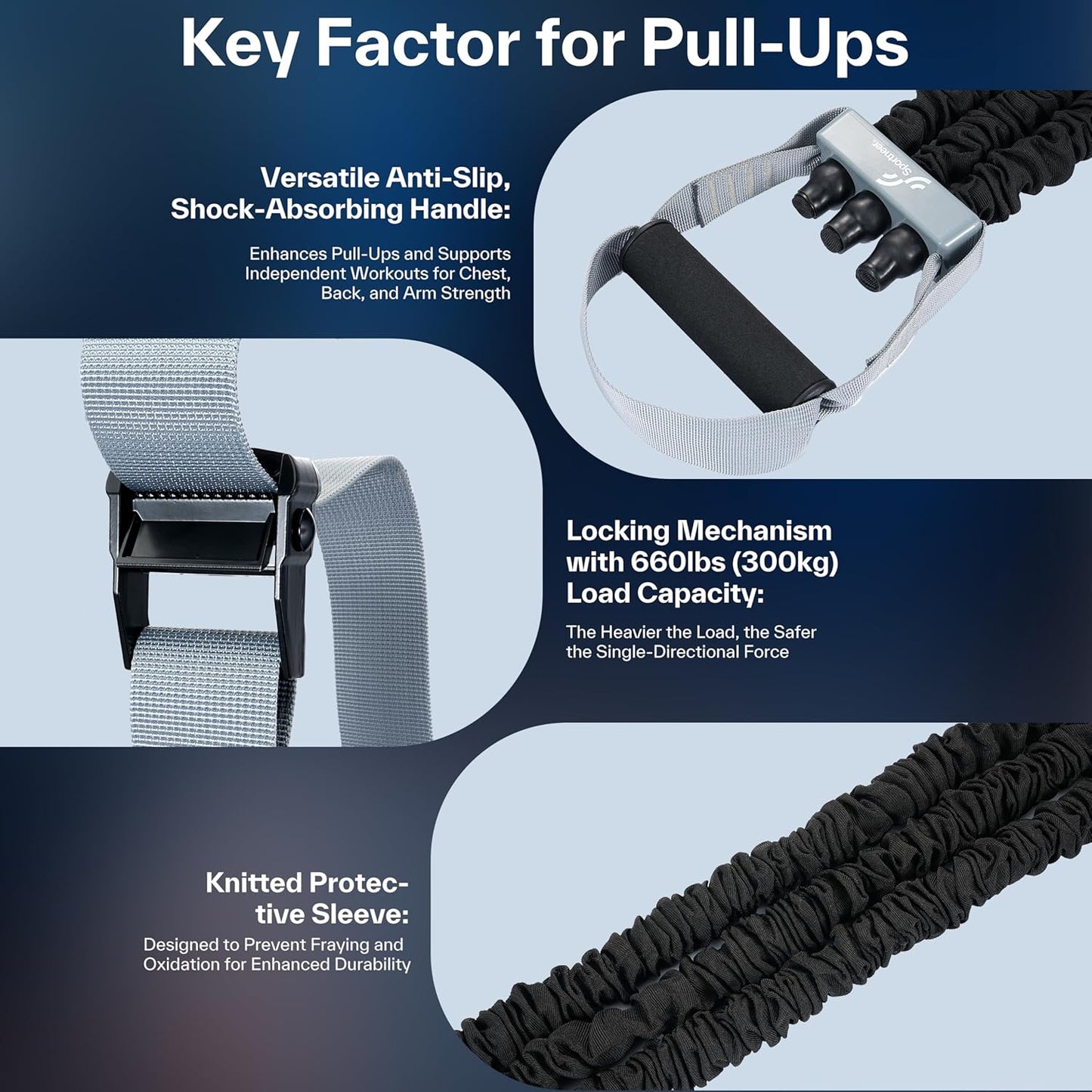 Pull up Asistance Bands - Sportneer Adjustable Resistance Bands for Pull Up Assistance with Anti-Slip Lock & Storage Bag, Heavy Duty Chin Up Bands for Fitness, Multi-Functional Calisthenics Equipment