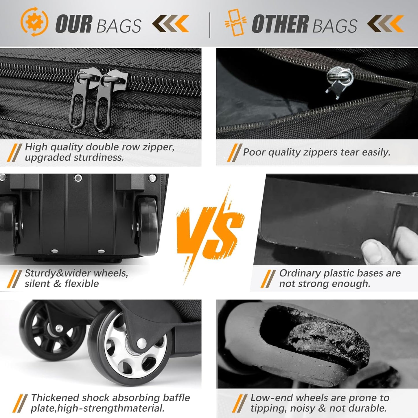 2-3 Ball Bowling Bag with Wheels, Rolling Trolley Bowling Bags with Large Separate Shoe Compartment and Oversized Accessory Pocket