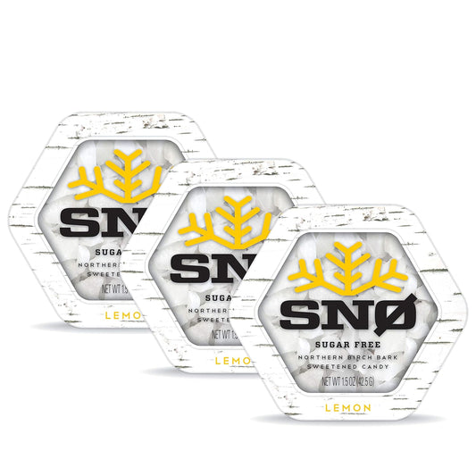 Lemon KETO Xylitol Candy Chips (3-Pack)- SNØ 1.5 oz - Sugar-Free Candy With Only 2 Ingredients | Low Carbs, Diabetic-Friendly, Non-GMO, Vegan, GF & Kosher | Purest candy in the world!