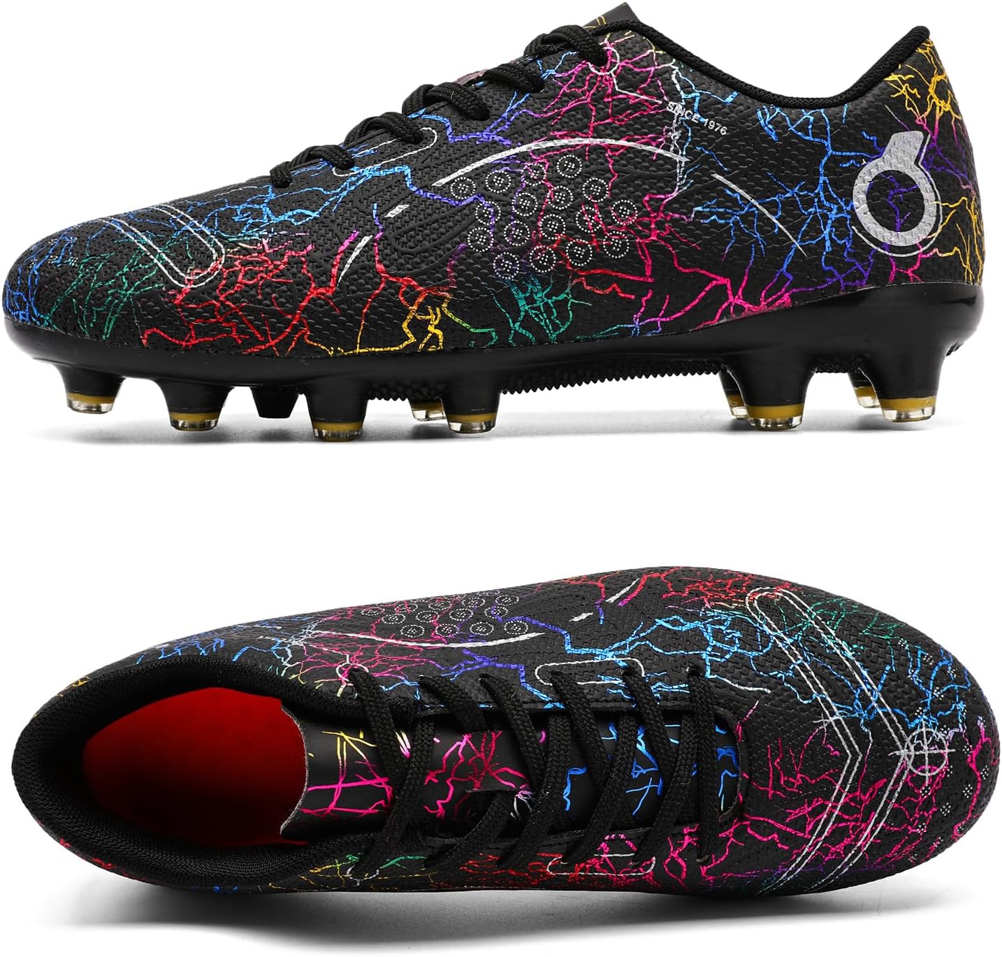 Boys' Soccer Shoes Kids Firm Ground Soccer Cleats Girls Athletic Sneakers Outdoor Turf Football Shoes for Little/Big Kid