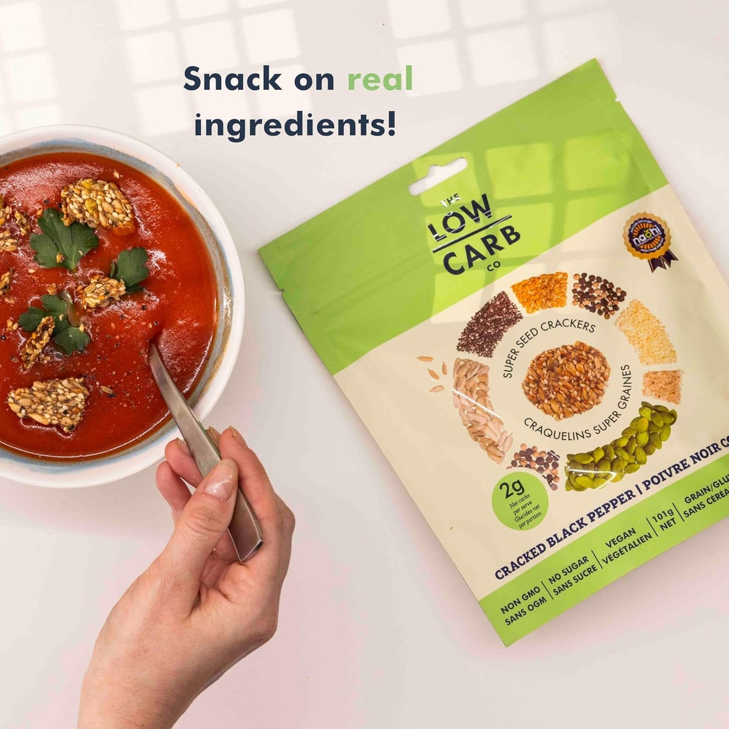 Super Seed Crackers, Gluten Free & Keto Friendly Healthy Snacks, Vegan, Zero Sugar, Paleo & Diabetic Friendly, Nut Free, 20g High Protein, 18g High Fiber, 3.56oz Each, 4-Pack, Cracked Black Pepper