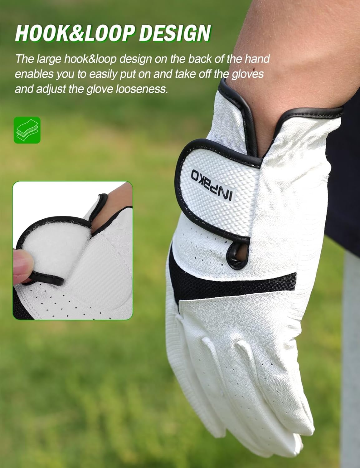 Golf Glove for Men Women, Soft Premium Cabretta Leather Golf Glove, Breathable Mesh, Non-Slip Palm Lift Grip