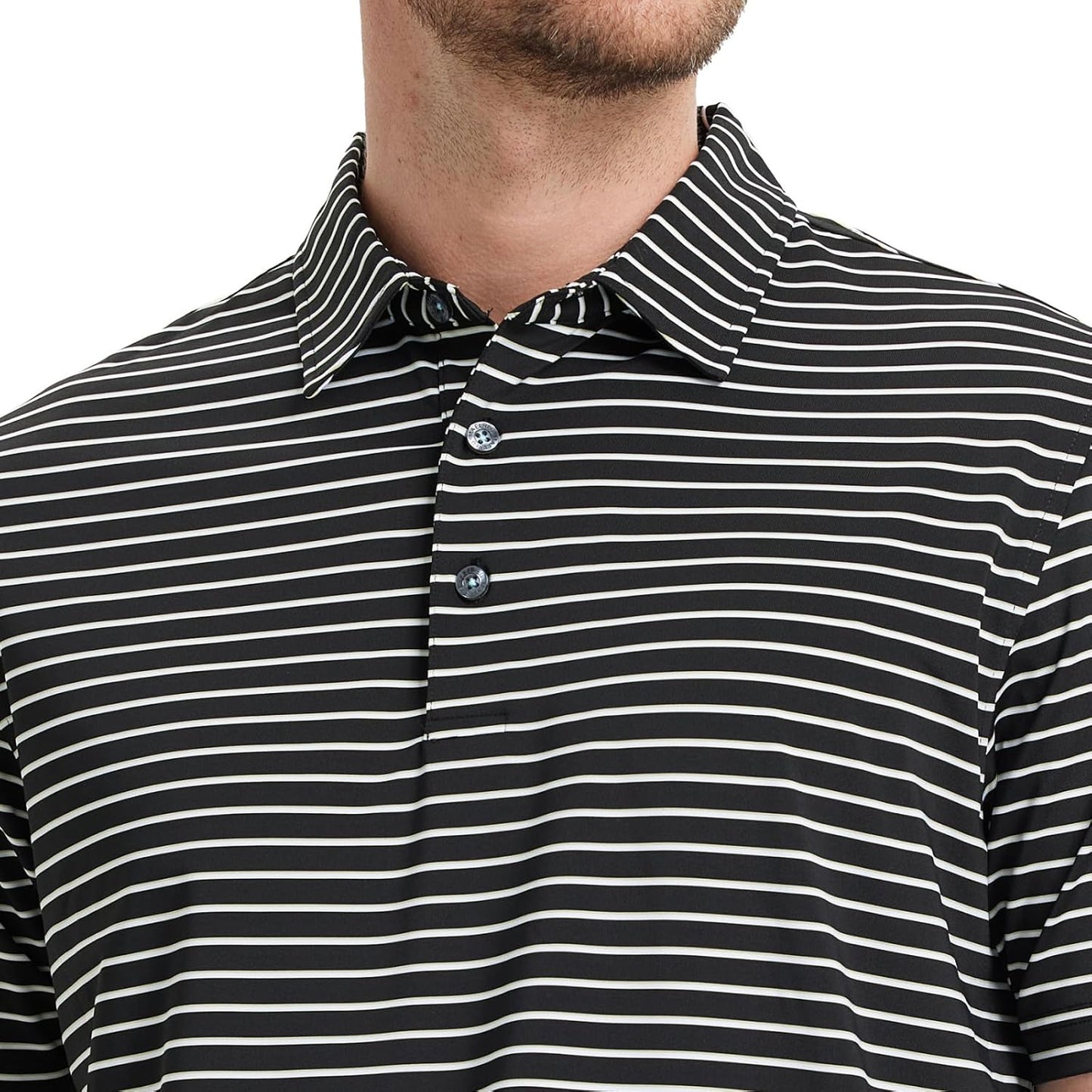 M MAELREG Golf Shirts for Men Moisture Wicking Striped Polo Performance Dry Fit Business Sports Mens Polo Shirts Short Sleeve