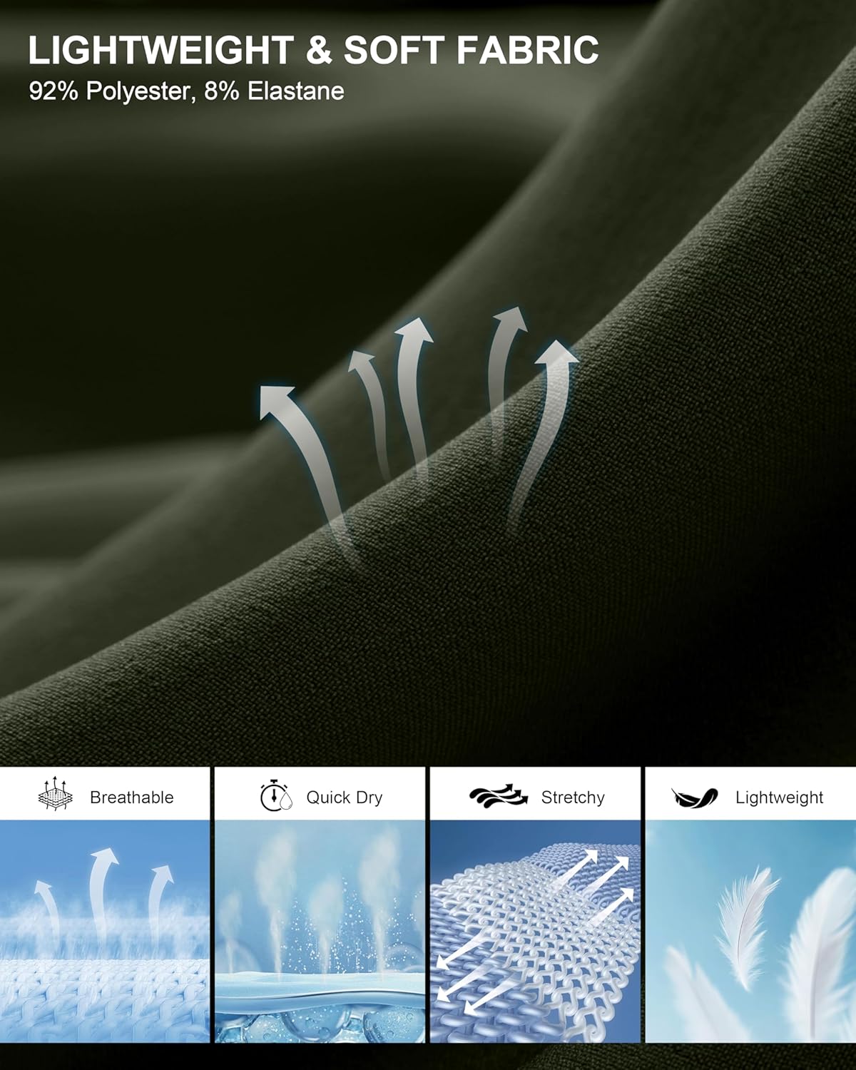 Pudolla Men's Casual Shorts 7"/9" Lightweight Golf Shorts with 3 Pockets Stretch Quick Dry Comfy Work Shorts