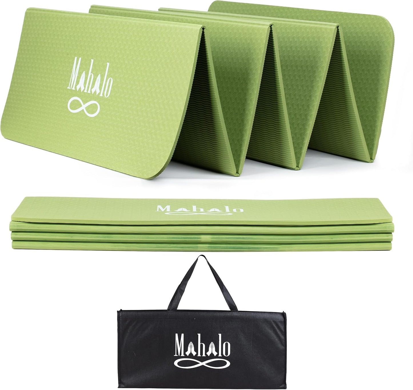 Foldable Yoga Mat + Carry Bag, 6mm 7-fold Workout Mat, Easy to Store, Anti-Slip Folding Exercise Mat for Yoga, Pilates, Home Workouts, and Floor Exercises