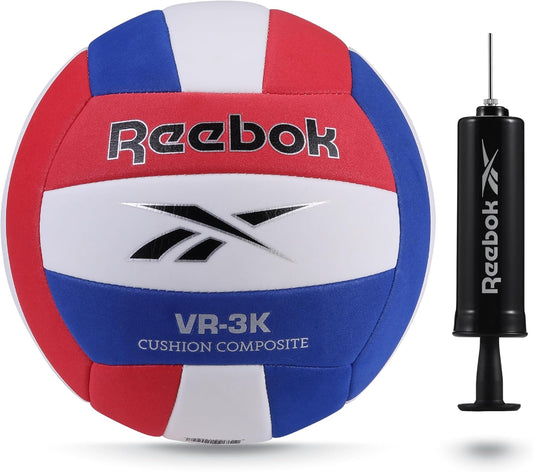 Reebok Recreational Volleyball, Official Size, Performance Composite Ball, Ultra Soft Feel, Includes Pump & Needle, VR-3K Series