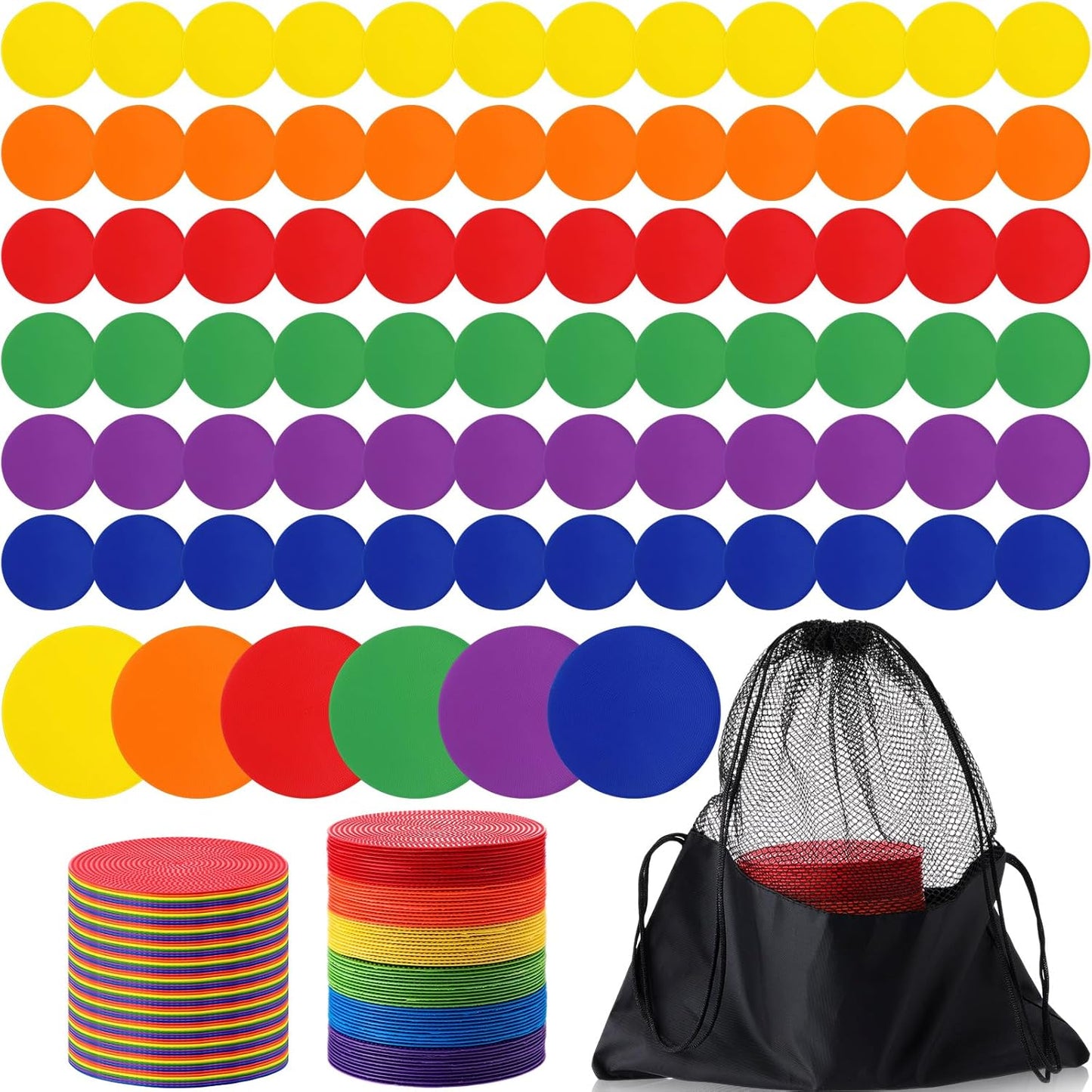 TPE Floor Spot Markers Dots for Gym Flat Non Slip Spot Marker Dance Dot for Classroom Gym Sports Soccer Basketball Agility Training Field Marking Equipment