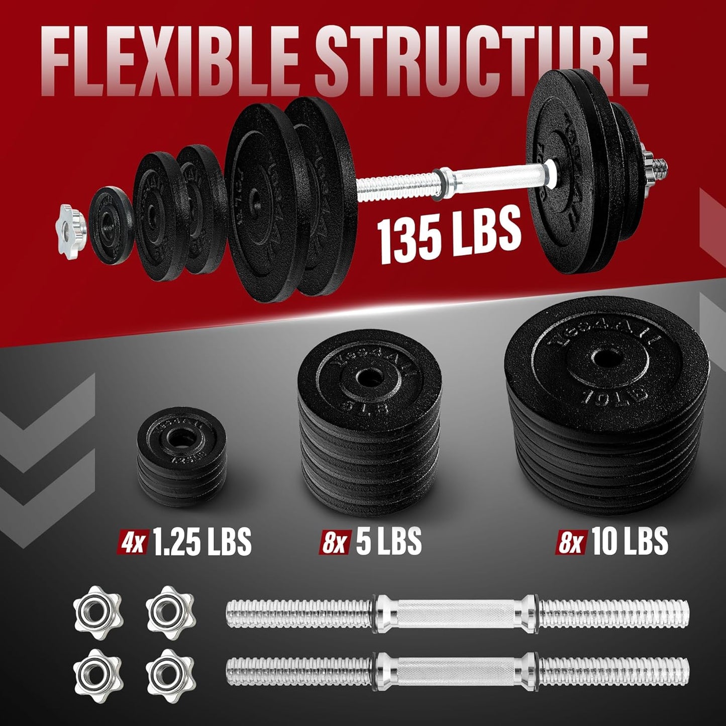 Yes4All Old School Adjustable Dumbbell Set with Weight Plates, Star Lock Collars/Connector, 40lbs to 200lbs Adjustable Weight Plates Set