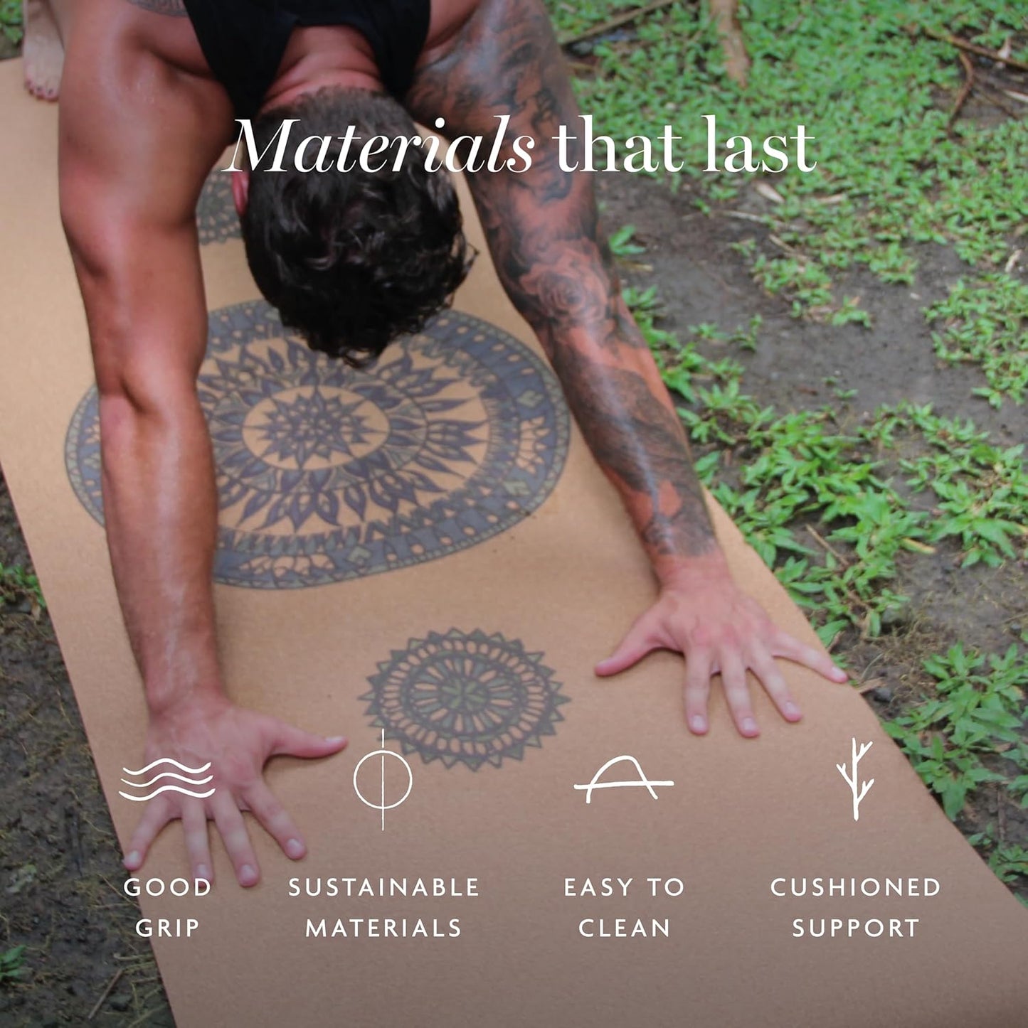 Cork Yoga Mat - Artist Designed, Premium Printed Eco-Friendly Non-Slip mat, Great for Regular & Hot Yoga, Pilates, Workouts 72 inch x 24 inch x 3mm Thick