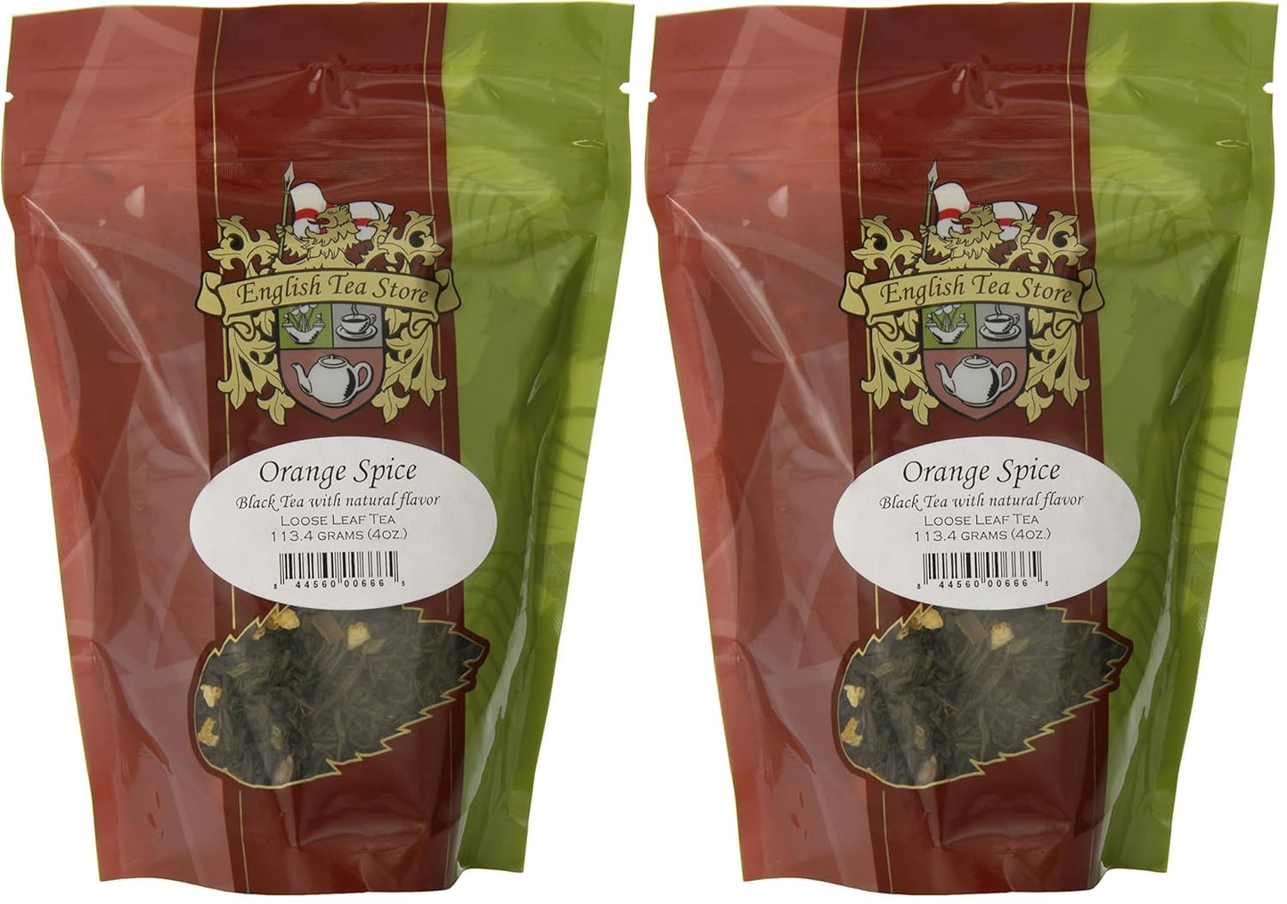 English Tea Store Loose Leaf, Orange Spice Naturally Flavored Black Tea Pouches, 4 Ounce (Pack of 2)