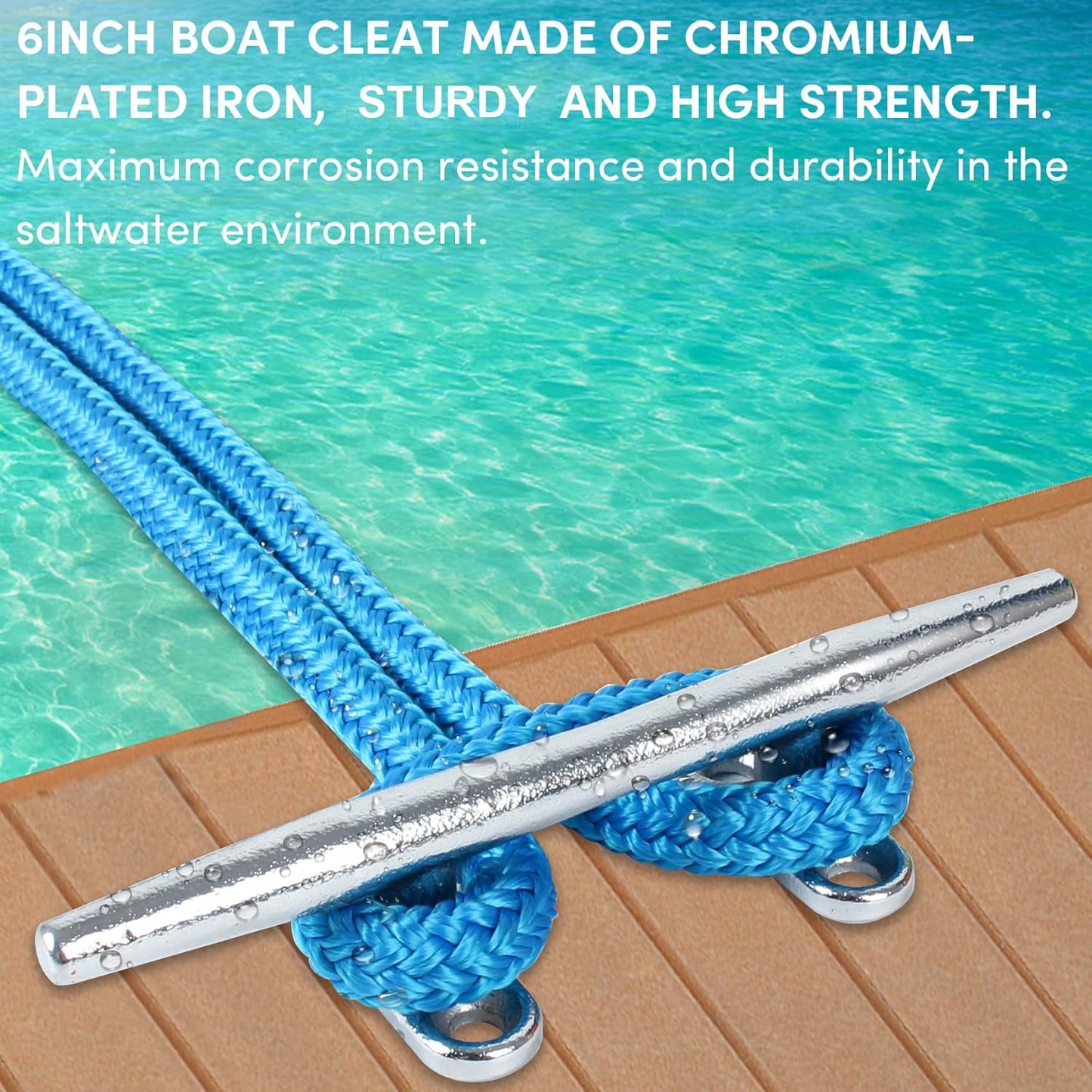 Chromium-Plated Boat Cleat, Boat Dock Cleats Open Base, Boat Cleats-Dock Cleat, Dock Cleats with Fasteners, Rope Cleat for Tying up Boats,Marine Decor(2Size,2Pack,4Pack)