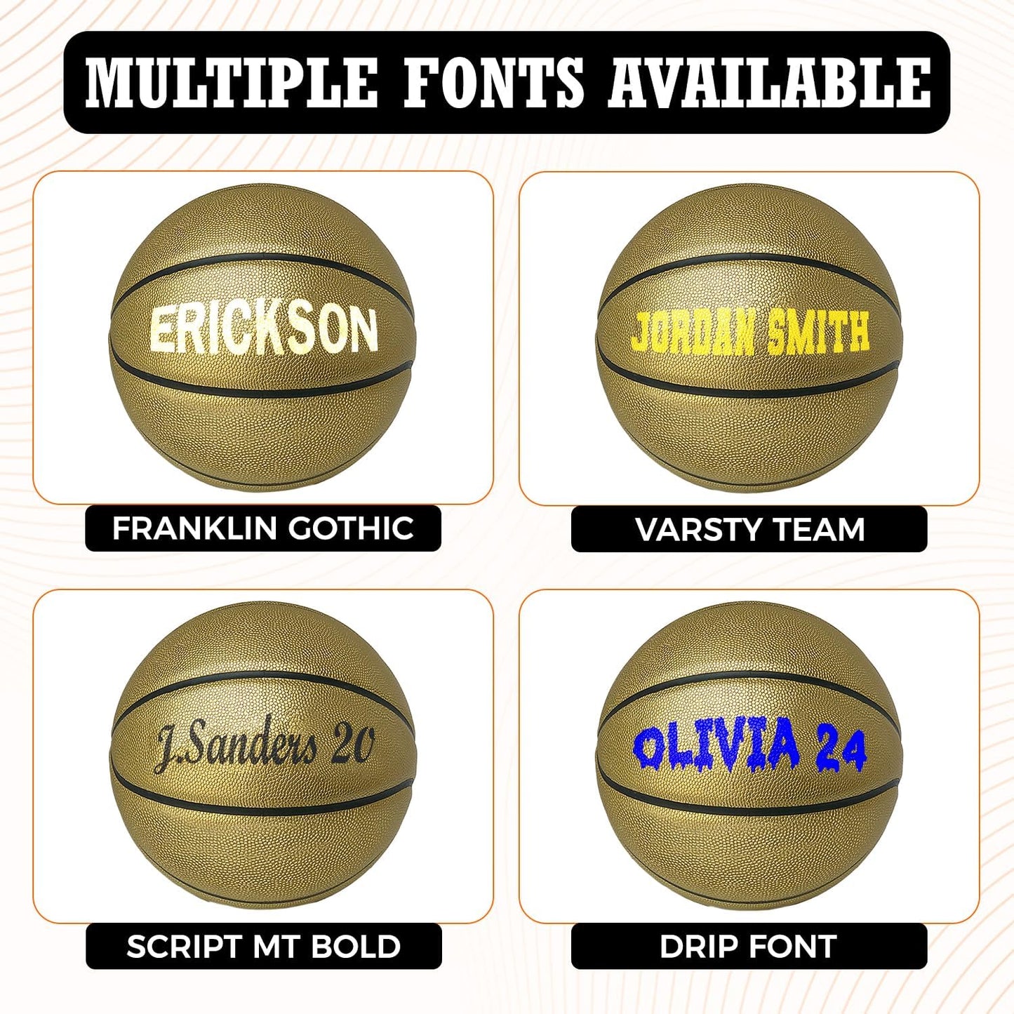 HAMMET Personalized Basketball – Customized Basketball with Your Name or Text – Multiple Colors, Fonts & Designs Available – Durable for Indoor and Outdoor - Ideal Gift for Son, Daughter, Boy or Girl