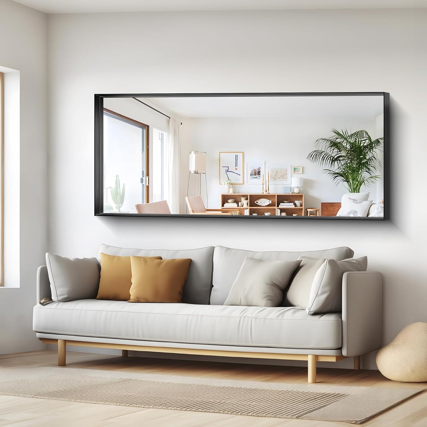 Black Bathroom Mirror, 72x30 Inch Rectangular Deep Frame Mirror, Large Wall Mounted Bathroom Vanity Mirror Over Sink for Bedroom,Restroom, Living Room, Hangs Vertically or Horizontally