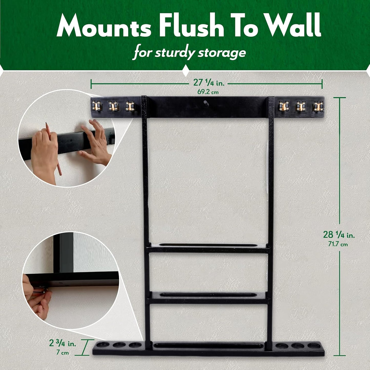 Iszy Billiards Pool Cue Rack - Billiard Pool Stick and Ball Holder Only - 100% Wood Wall Mount Holds 6 Cues and 16 Balls - Pool Table Accessories, Mahogany