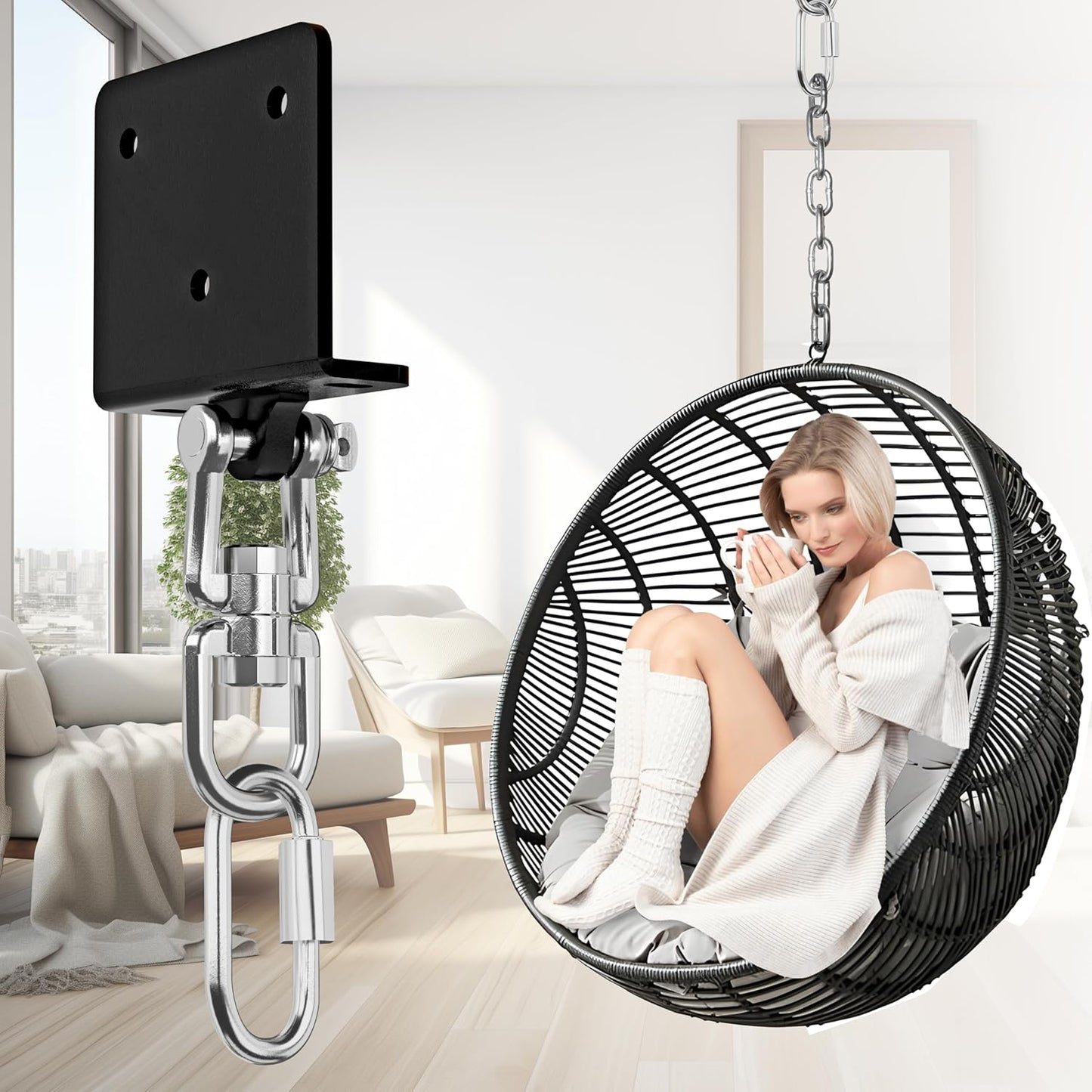 Heavy Bag Hanger for Heavy Bag Beam Mount 360° Rotation Boxing Bag Ceiling Mount I-Beam Punching Bag Hanger Beam Mount Hooks Fit Hanging Punching Bags and Swings (700 LB Capacity)