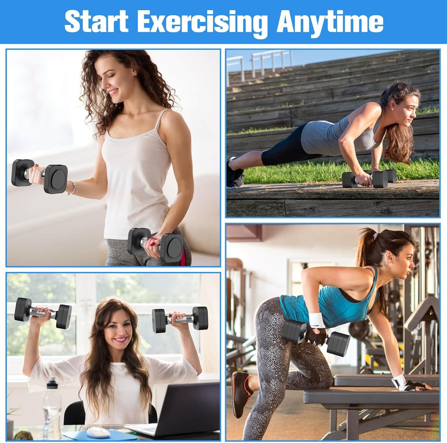 22LBS Adjustable Dumbbells Set, Adjustable Weight Dumbbells with 4 Levels 4.4lb, 6.6lb, 8.8lb, 11lb, Hand Weights Sets for Women/Men Home Gym Full Body Workout