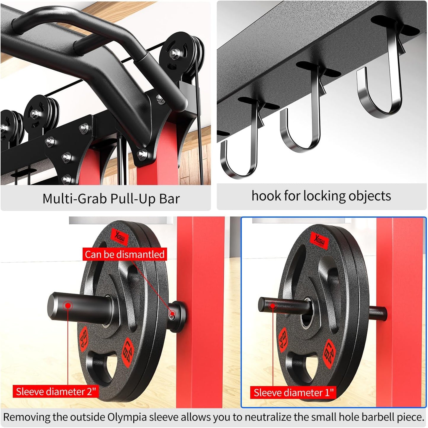 Power Cage,1600lbs Multi-Function Power Rack with Adjustable Cable Crossover System and More Training Attachment, Weight Cage for Home Gym