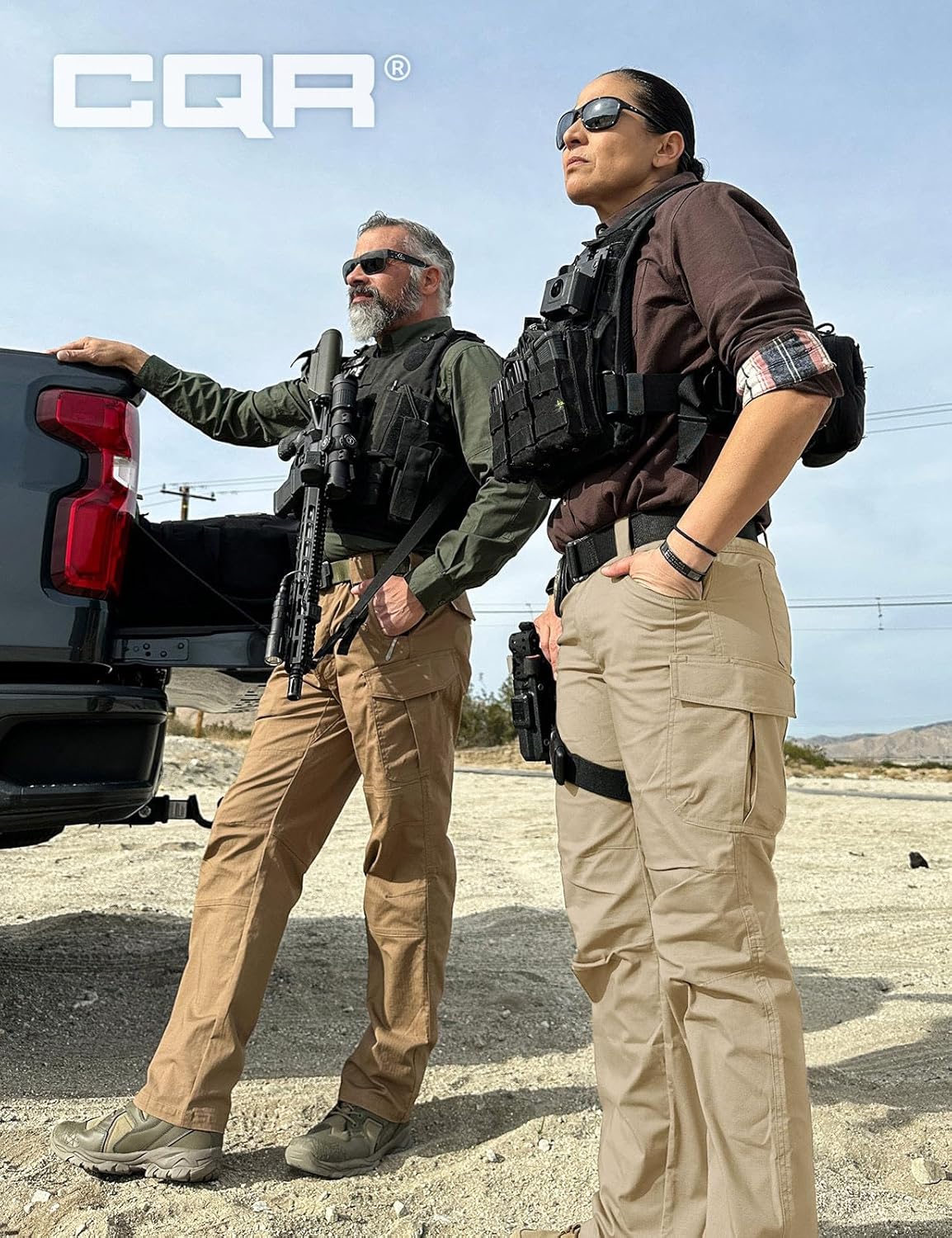 CQR Women's Flex Stretch Tactical Pants, Water Resistant Ripstop Cargo Work Pants with Pockets for Outdoor & Hiking