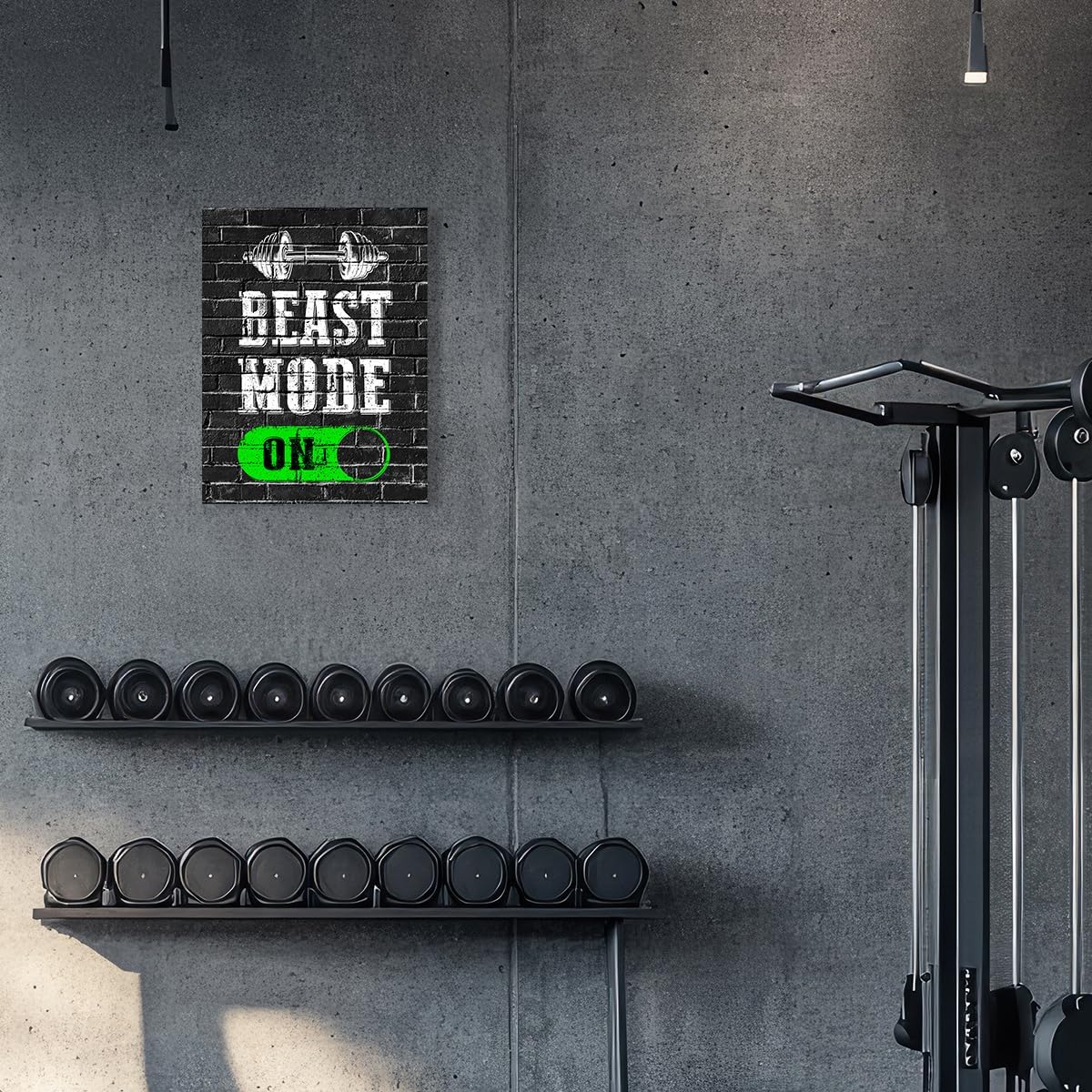 Gym Quotes Wall Art,Inspirational Workout Wall Decor,Beast Mode on Canvas Wall Art for Home Gym Exercise Fitness Room