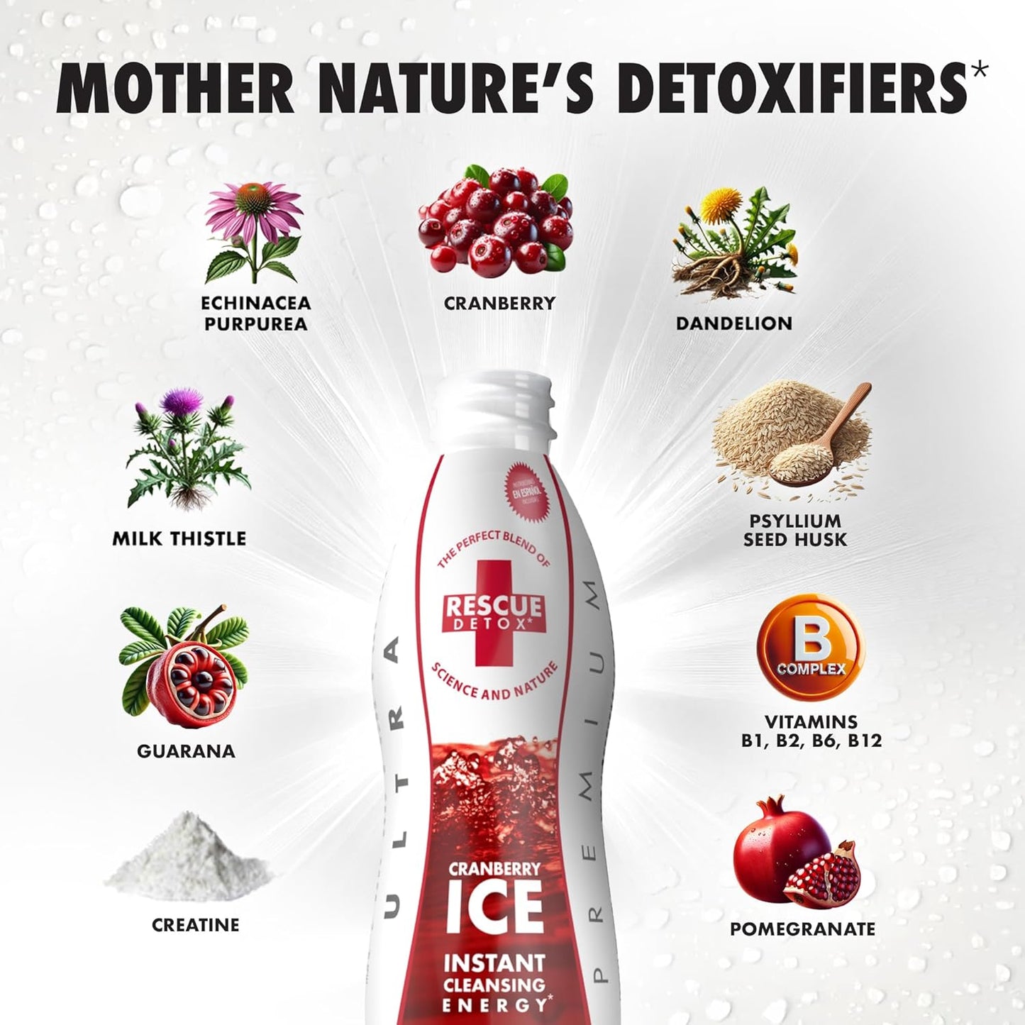 Rescue Detox ICE - Cranberry Flavor - 17oz | Works in 90 Minutes Up to 5 Hours
