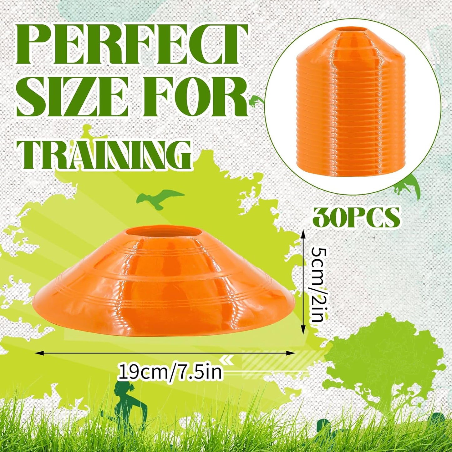 60/30 Pack Soccer Training Cones - Agility Cones with Carry Bag, Sturdy Disc Cones for Sports Training, Soccer, Football, Basketball, Indoor Outdoor Sports, Festive Events, Field Cone Markers