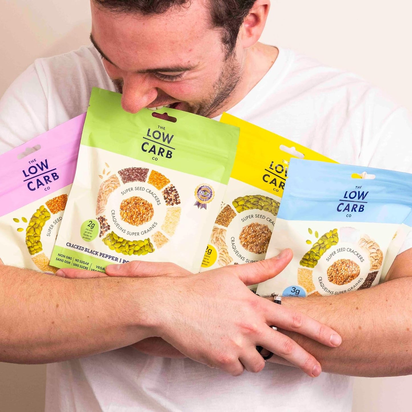 Super Seed Crackers, Gluten Free & Keto Friendly Healthy Snacks, Vegan, Zero Sugar, Paleo & Diabetic Friendly, Nut Free, 20g High Protein, 18g High Fiber, 3.56oz Each, 4-Pack, Variety of Flavors