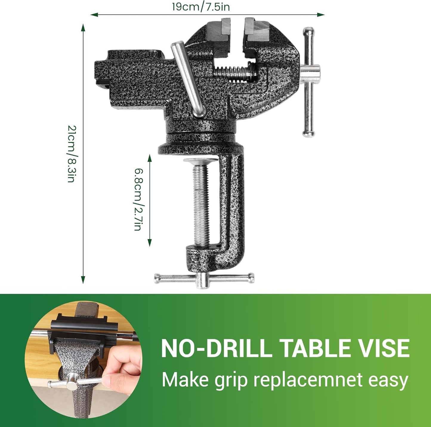 Liaakrr Golf Grip Kit for Regripping Golf Clubs, Golf Club Regripping Kit- Portable Table Vise Clamp, Hook Blade, 13 Tape Strips (2"x10"), Rubber Sleeve for DIY/Pro Club Repair-Complete Grip Replacement Tool Set for Home or Travel
