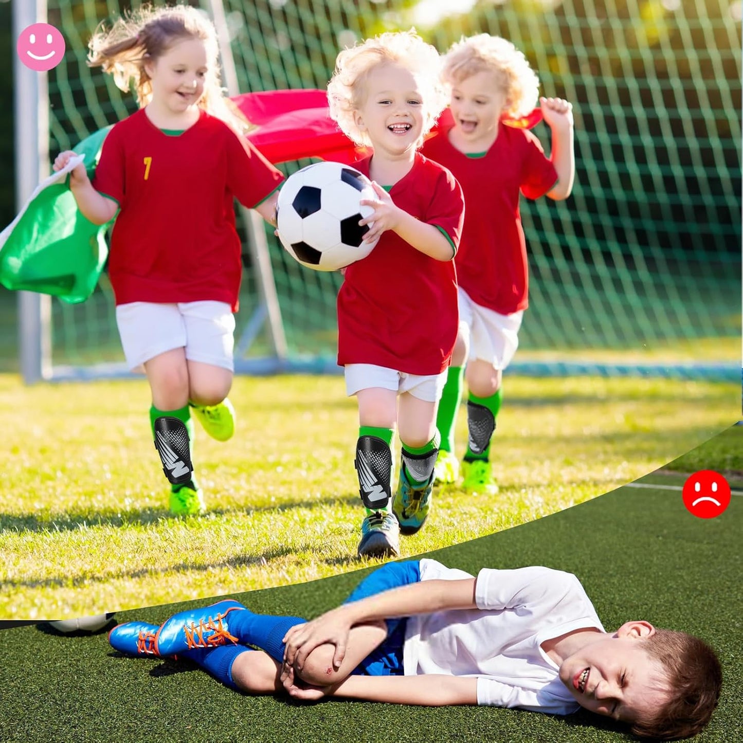 Shin Guards Soccer Youth Kids - Shin Guard for Boys Girls Teenagers Toddler 2-18 Years Old - Football Shin Pads Protection Equipment with Adjustable Straps