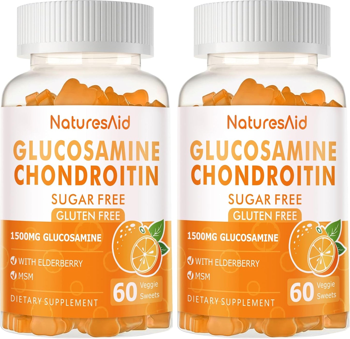 Glucosamine Chondroitin Gummies with MSM & Elderberry Extra Strength - Joint Support, Antioxidant Immune Support Supplement for Adults, Men & Women.(2 Pack)