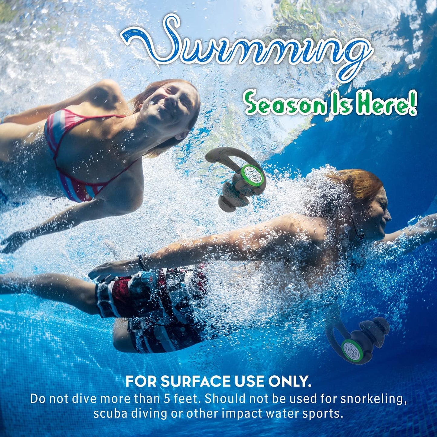 Hearprotek 2 Pairs Ear Plugs for Swimming Adults, Reusable Custom-fit Swim Water earplugs Men Women for Swimmers Shower Pool Bath Surfing Kayaking Canoeing(Black)