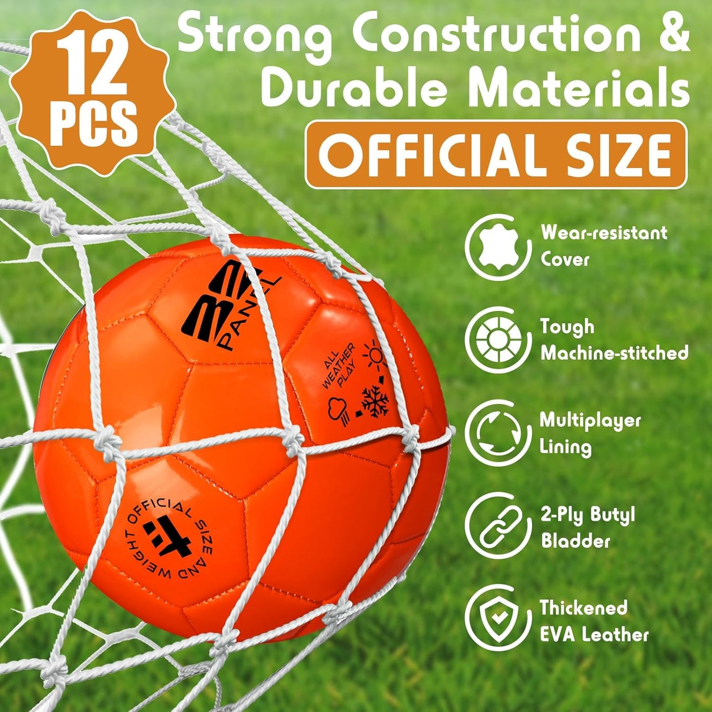 12 Pack Operation Christmas Bulk Items Soccer Ball with Pump Needles, Official Size 3/4/5 Soccer Ball Deflated Gift for Christian Charity Donation Training Practice